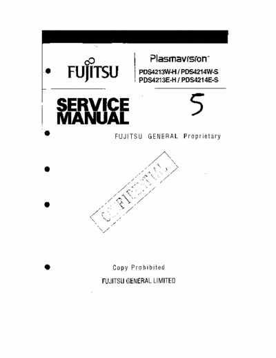 Fujitsu PD4213W-H, PD4213W-S, PD4213E-H,PD4213E-S PD4213W-H, PD4213W-S, PD4213E-H,PD4213E-S Plasmavision